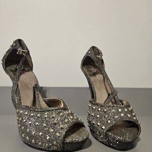 Shi by JOURNEYS Silver Studded Stiletto Heels - 8.5